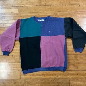 Vintage Ivanhoe 90s Colorblock Pullover Crewneck Ecclectic Grandpa Sweatshirt